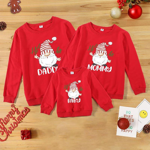 Christmas Dwarfs Creative Funny Printed Crewneck Jacket Parents and Children Parent-Child Series